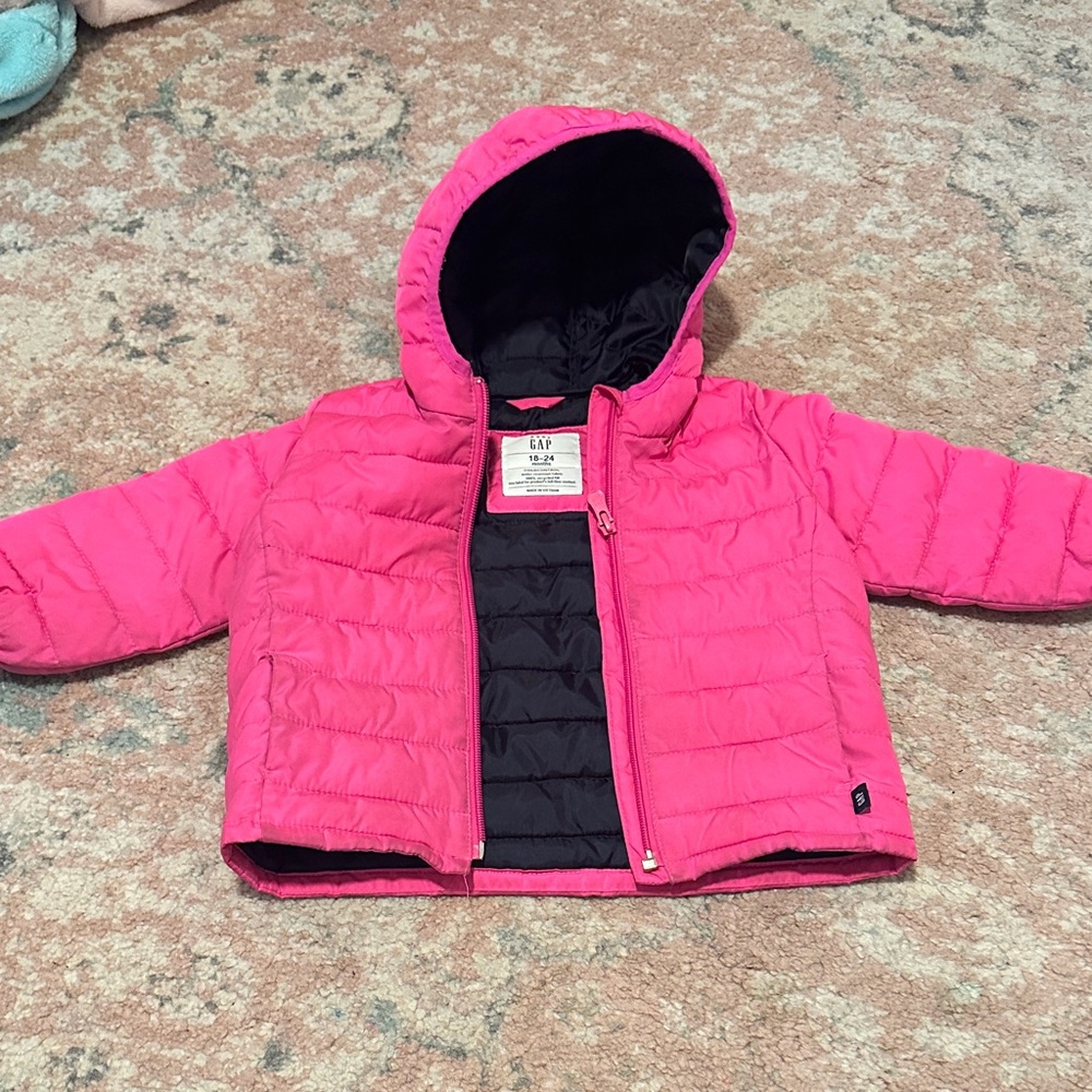 GAP Fuchsia Hooded Puffer Jacket